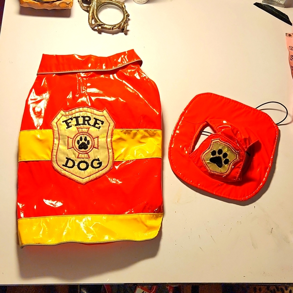 Dog fire fighter costume size small